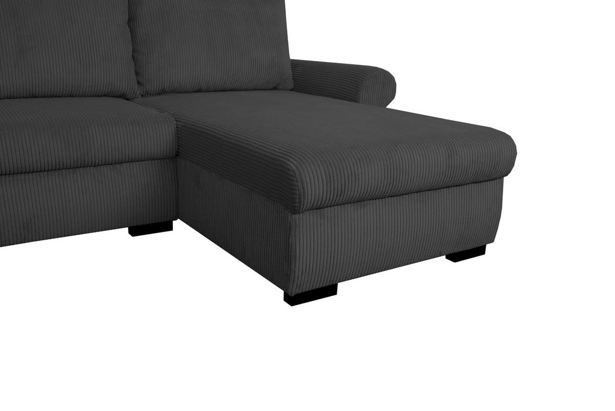 ECKSCHLAFSOFA Vasco, Anthrazit LF: 233x168cm - Anthrazit/Schwarz, Trend, Textil (233/168cm)