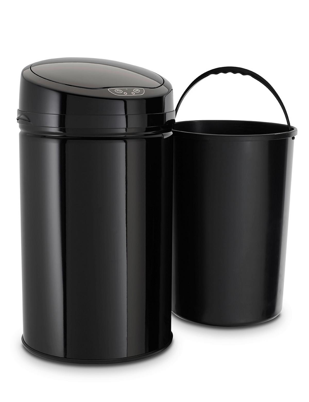 Mülleimer Inox Black Mit Deckel 30l Edelstahl Schwarz - Schwarz, Trend, Kunststoff/Metall (31/31/61,5cm) - Echtwerk