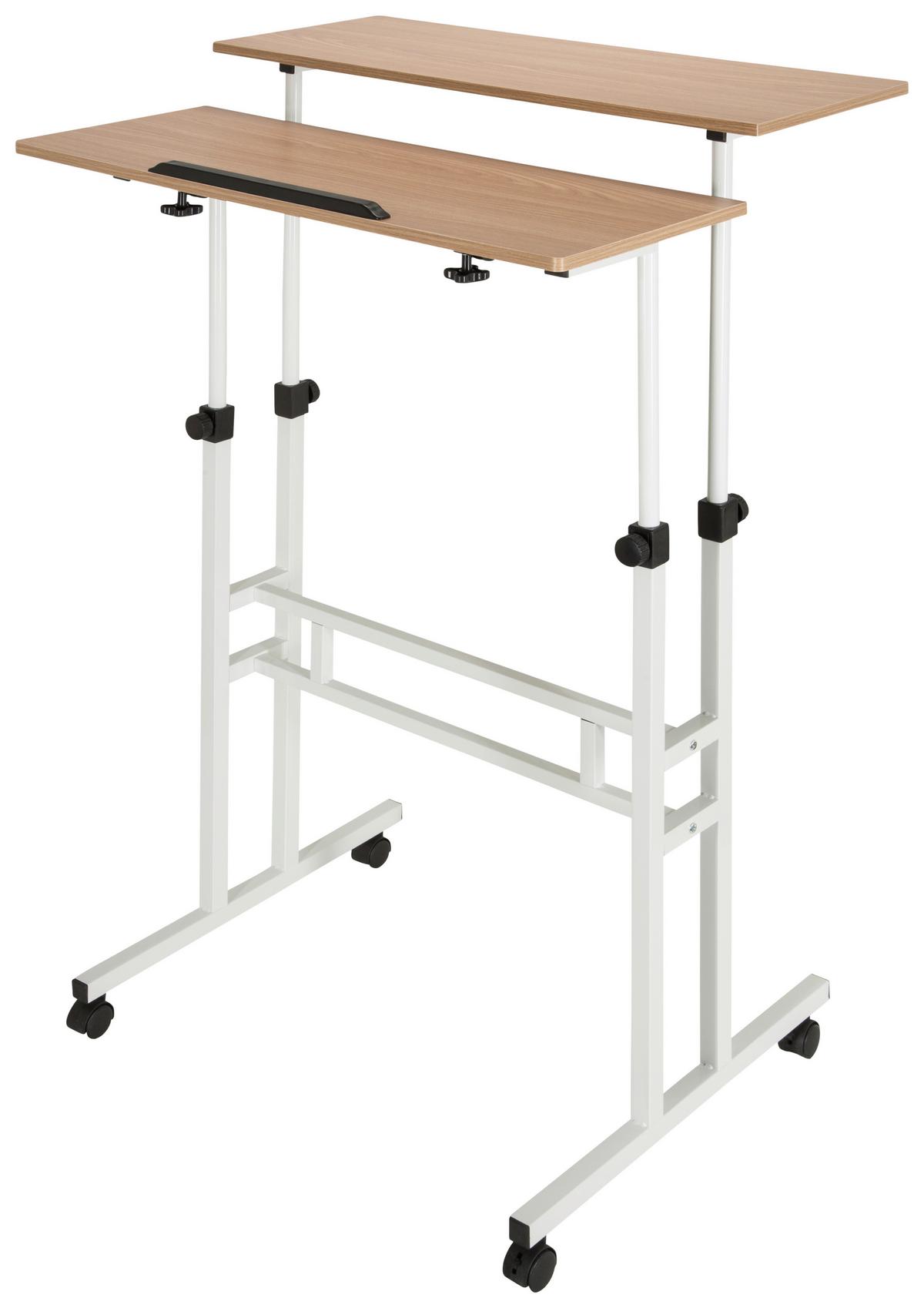 Schreibtisch Workstation Weiß/Eiche Dekor - Eichefarben/Weiß, Basics, Holzwerkstoff/Kunststoff (120/82-128/60cm) - MID.YOU