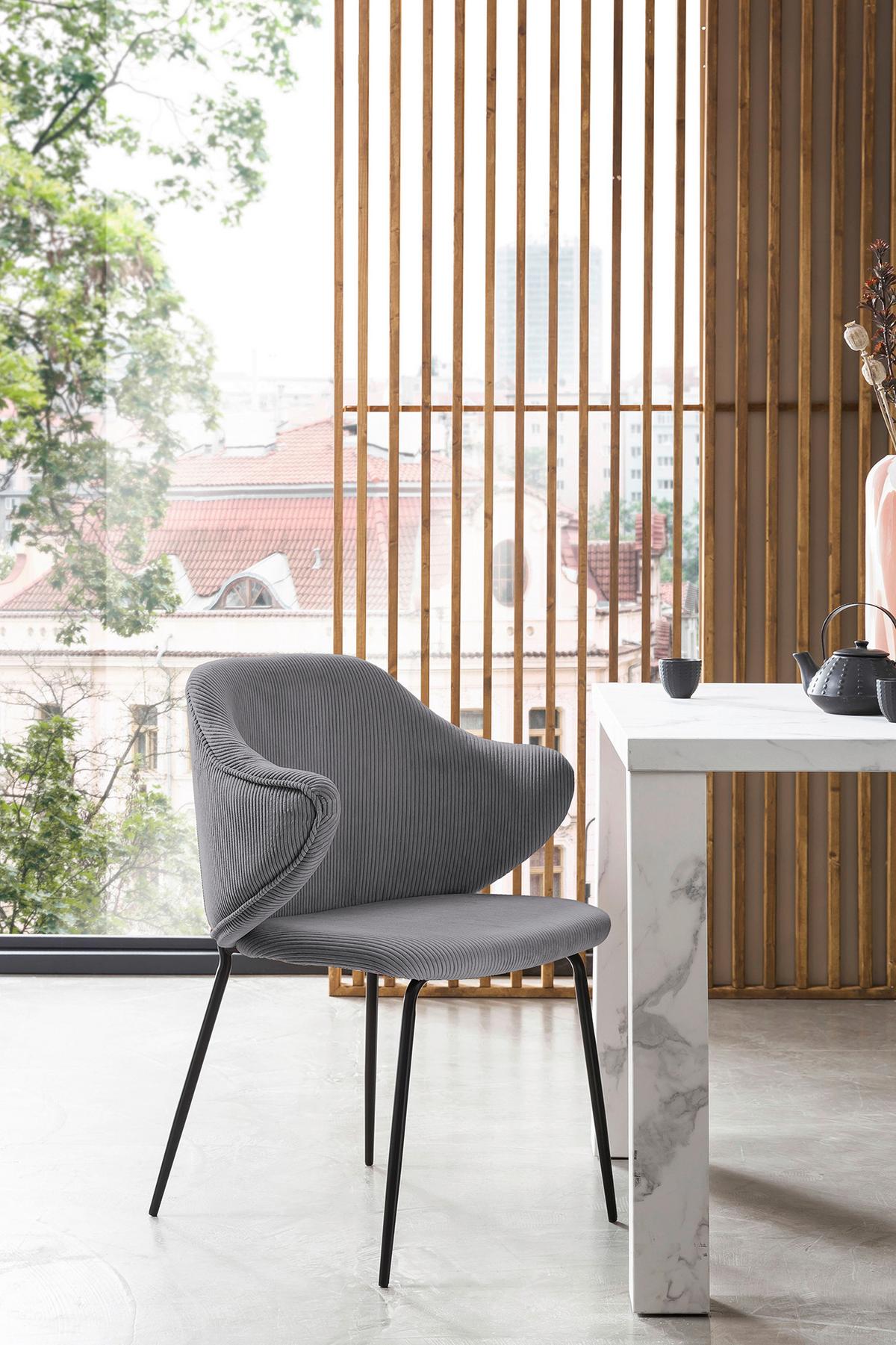 Armlehnstuhl-set Grau B: 54 Cm - Schwarz/Grau, MODERN, Textil/Metall (54/83/55cm) - Livetastic