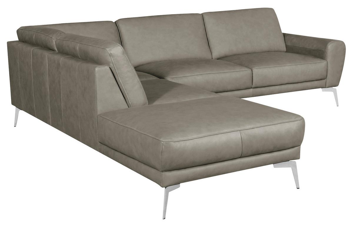 Ecksofa Spring Schwarz Chrom S: 250x273 cm - Chromfarben/Grau, Design, Leder (250/273cm) - Livetastic