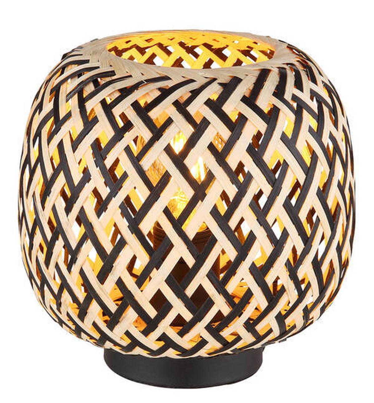 Tischleuchte 15766t Colly - Schwarz/Naturfarben, Natur, Naturmaterialien/Kunststoff (20/19,5cm) - Globo