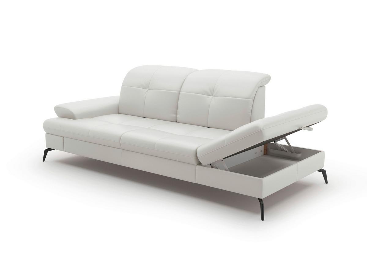 Récamiere Amica E, Weiß B: 231 cm - Schwarz/Weiß, KONVENTIONELL, Leder/Textil (231/90/122cm) - Sit & More