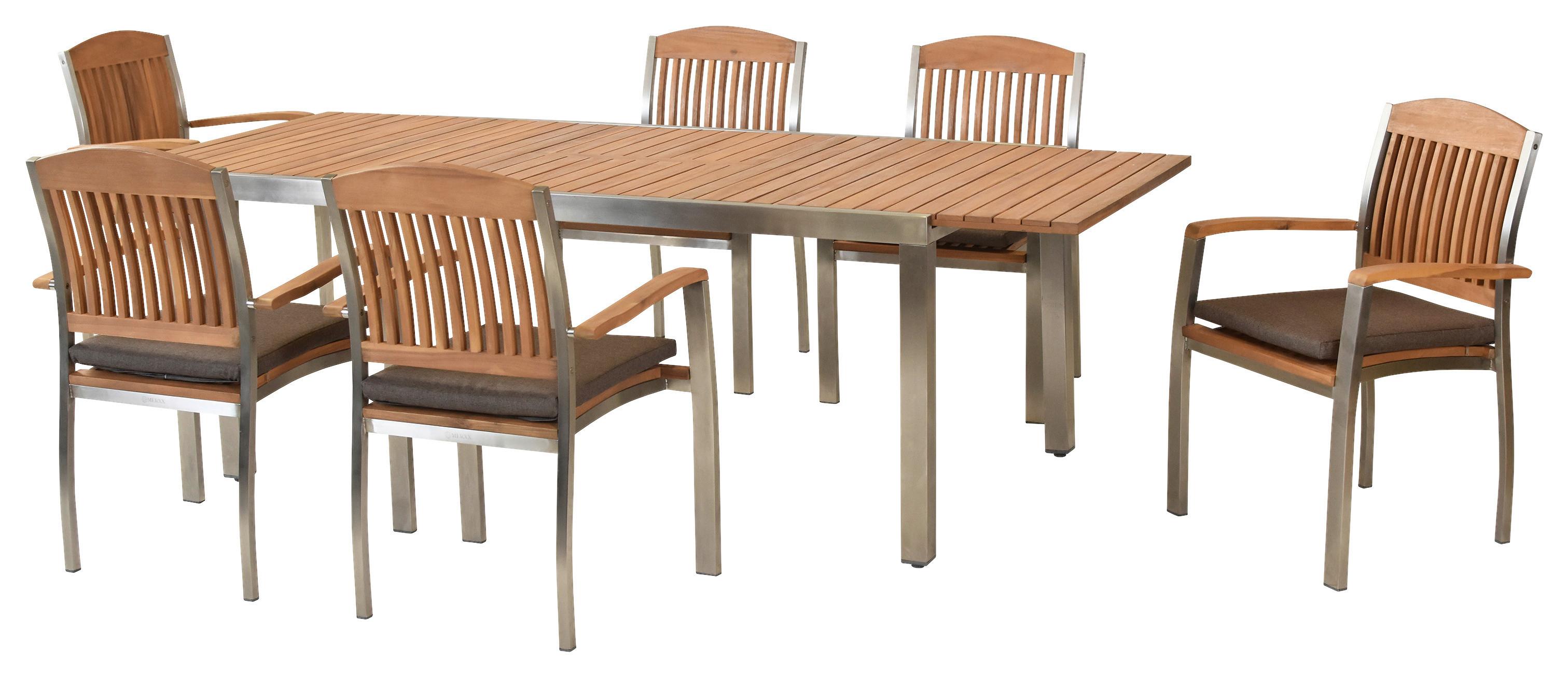 Gartenset Keros - Silberfarben/Naturfarben, MODERN, Holz/Textil - Gardenson