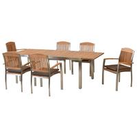 Gartenset Keros - Silberfarben/Naturfarben, MODERN, Holz/Textil - Gardenson