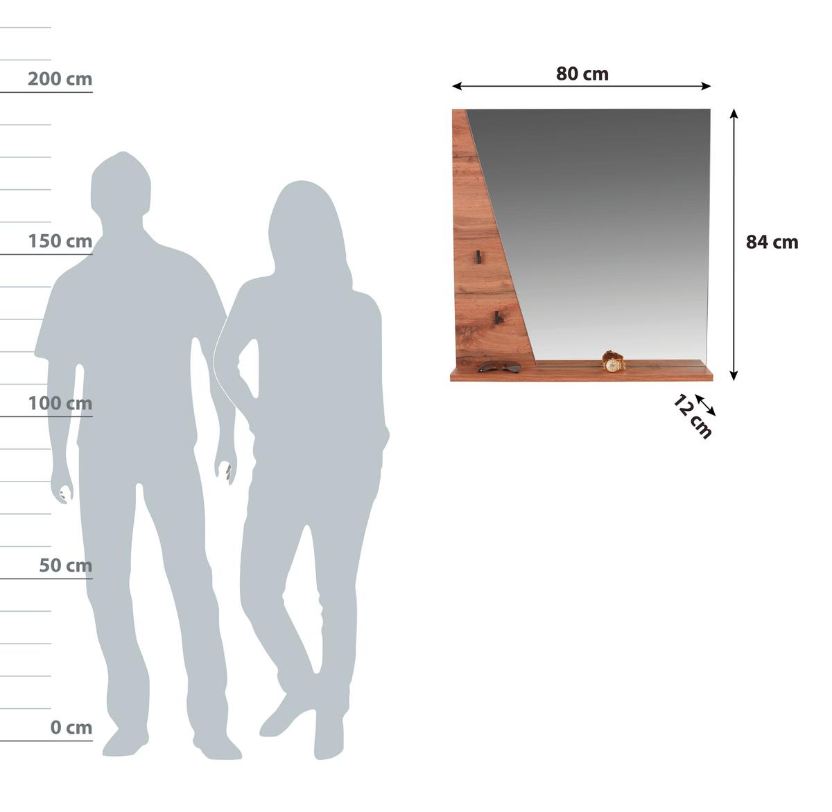 Tükör Venedig - tölgyfa színű, Modern, faalapú anyag/Üveg (80/84/12cm)
