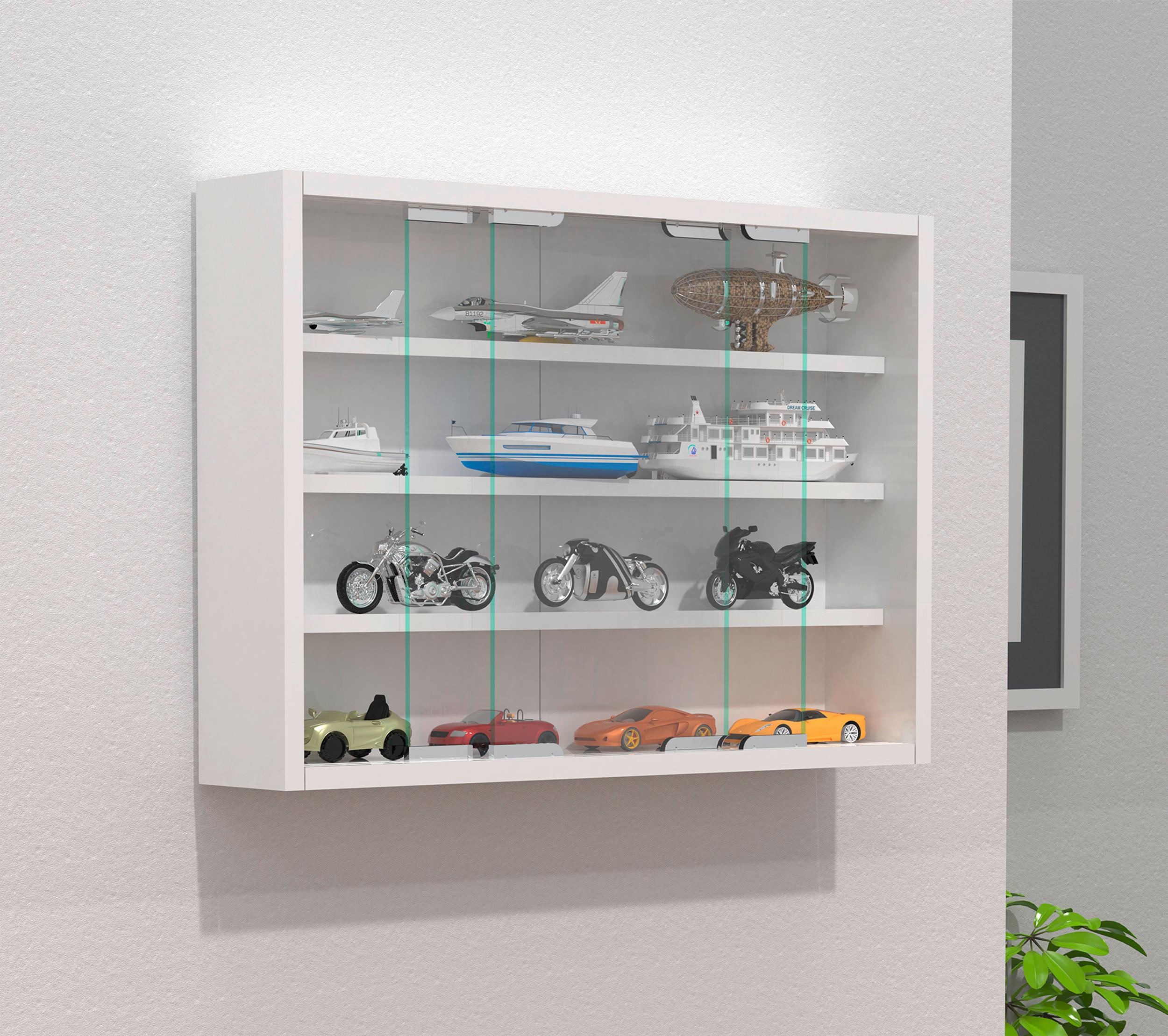 Hängevitrine Agisa M B: 57 Cm Weiß - Weiß, MODERN, Glas/Holzwerkstoff (57/40/10cm) - MID.YOU