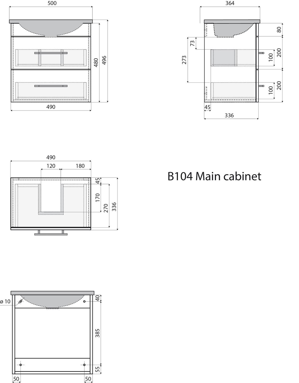 Badezimmer Portus Weiß Hochglanz B: 50 cm - Weiß Hochglanz/Weiß, MODERN, Keramik/Holzwerkstoff (50cm) - MID.YOU