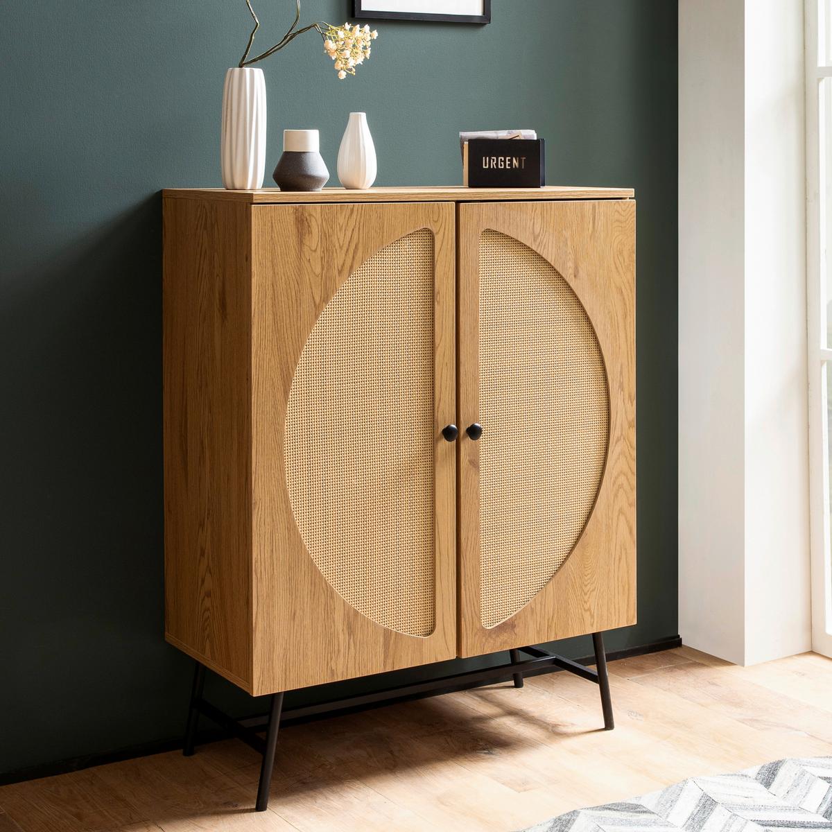 Sideboard Eichefarben Dekor B: 80 cm - Eichefarben/Schwarz, Design, Holzwerkstoff (80/103/39cm) - MID.YOU