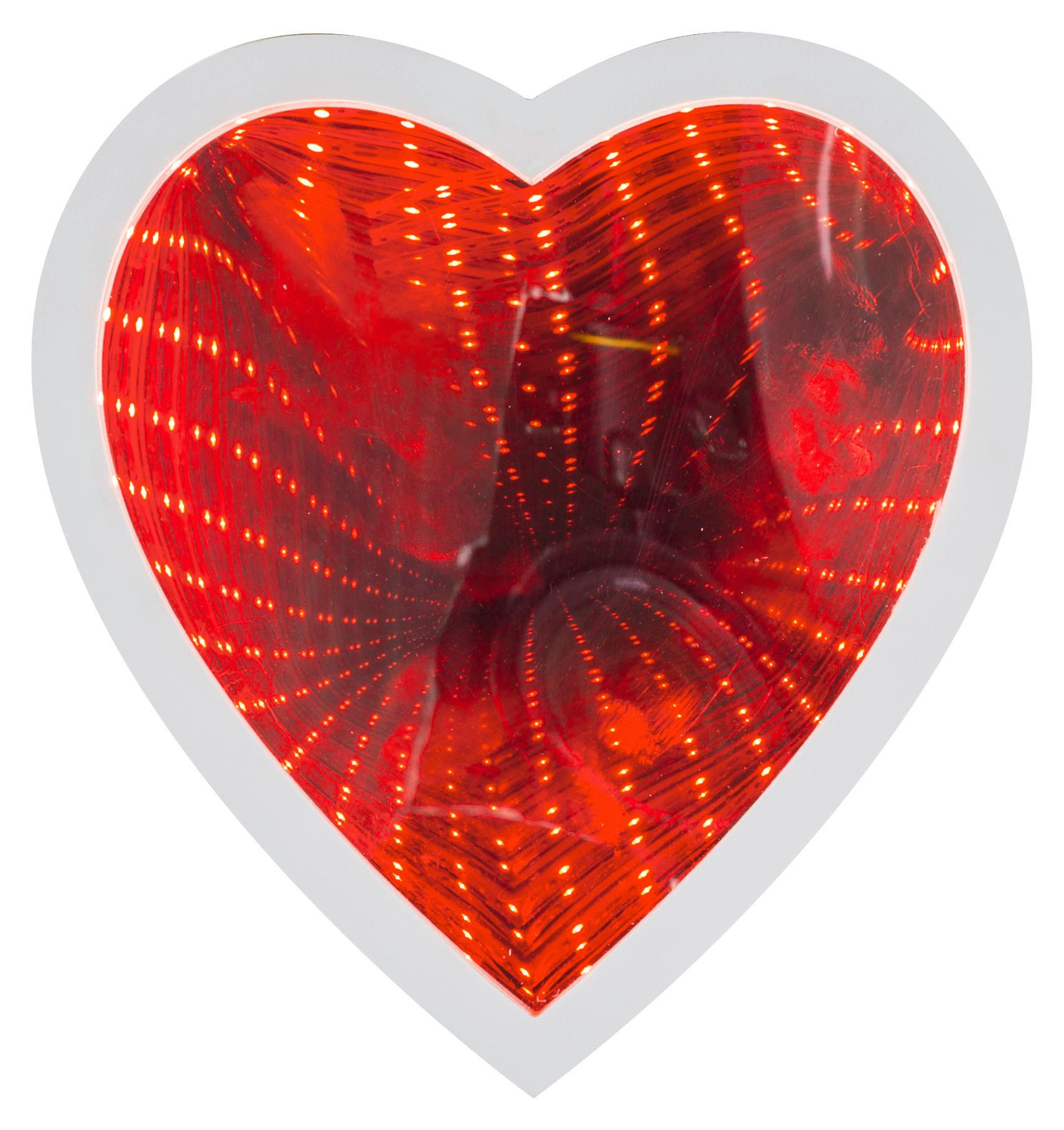Spiegleleuchte Herz Mit Rotlicht B: 23 cm Weiß - Weiß, MODERN, Kunststoff (23/24,5/5cm)
