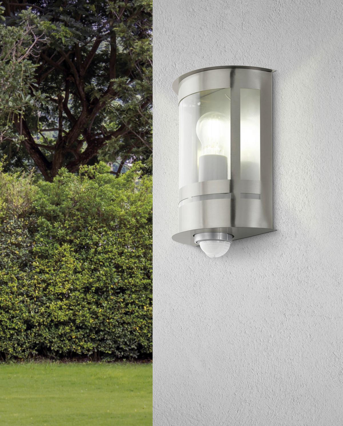 Außenwandleuchte Tribano 60w Metall Kunststoff, Wandmontage - Edelstahlfarben/Transparent, KONVENTIONELL, Kunststoff/Metall (20/26/10cm) - Eglo