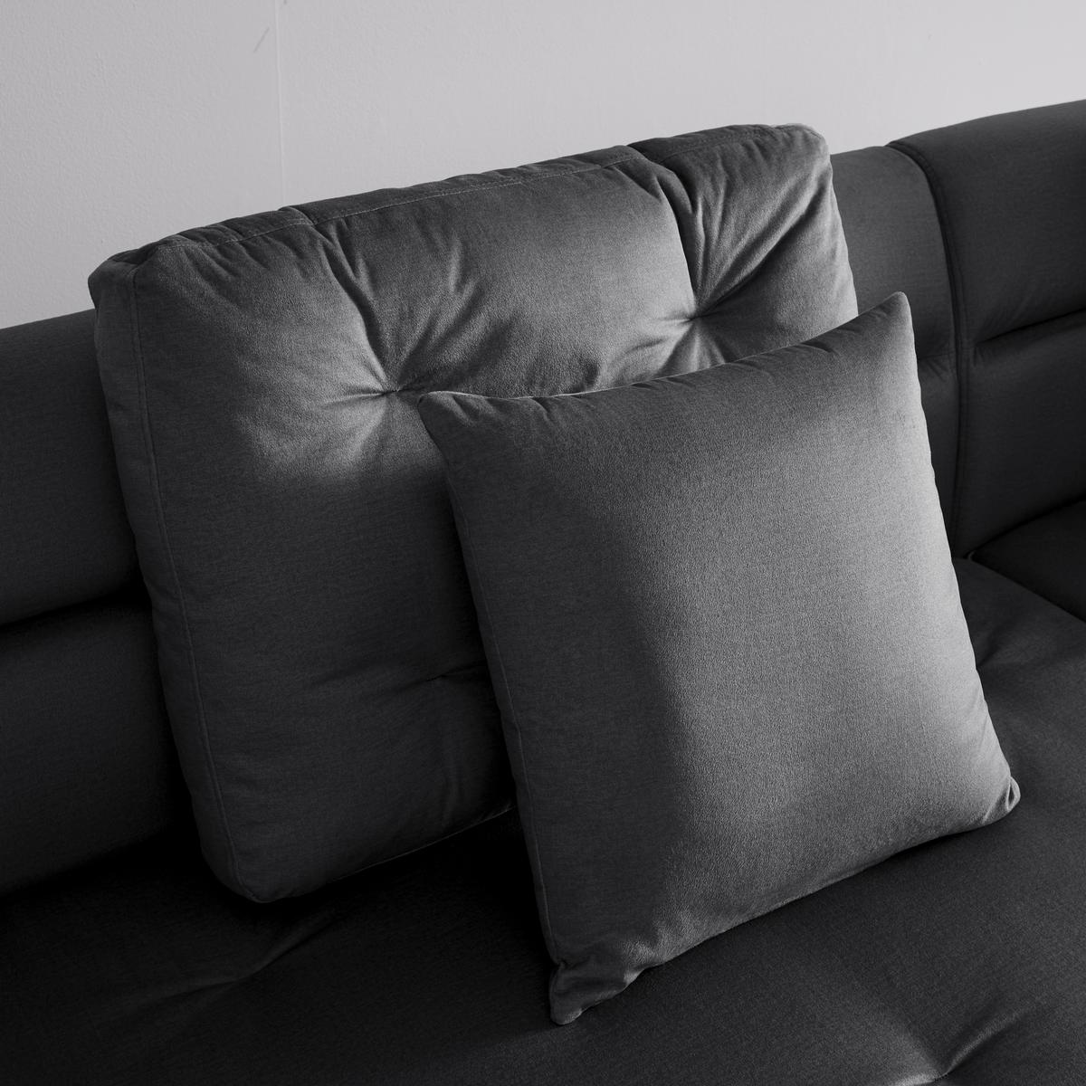 Sametová pohovka s taburetem ELIZA tmavě šedá - černá/tmavě šedá, Moderní, dřevo/textil (260/75/210cm) - Bessagi Home
