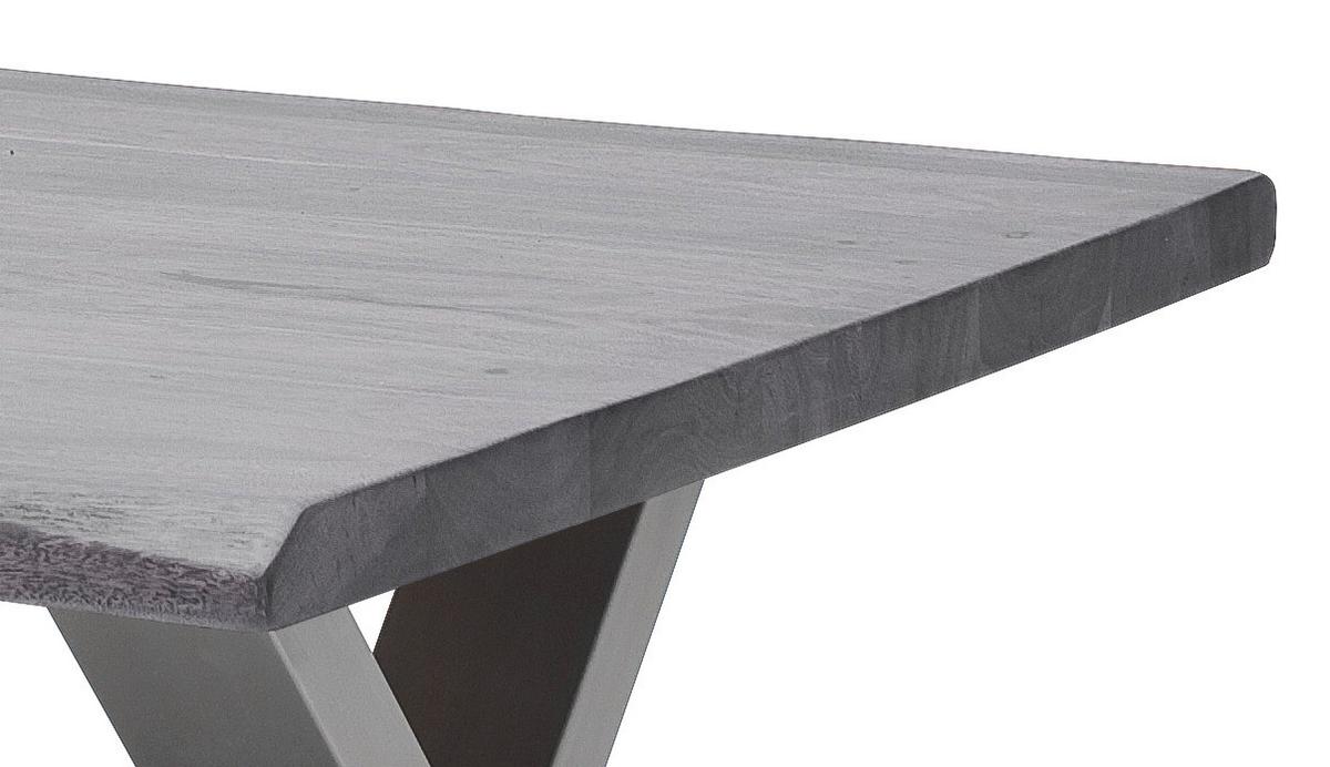 Couchtisch Holz mit Massiver Tischplatte Cartagena, Akazie - Edelstahlfarben/Grau, MODERN, Holz/Metall (75/45/75cm)