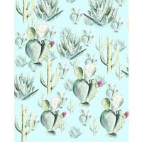 Vliestapete Cactus Blue - Blau/Grün, Basics (200/250cm) - Komar