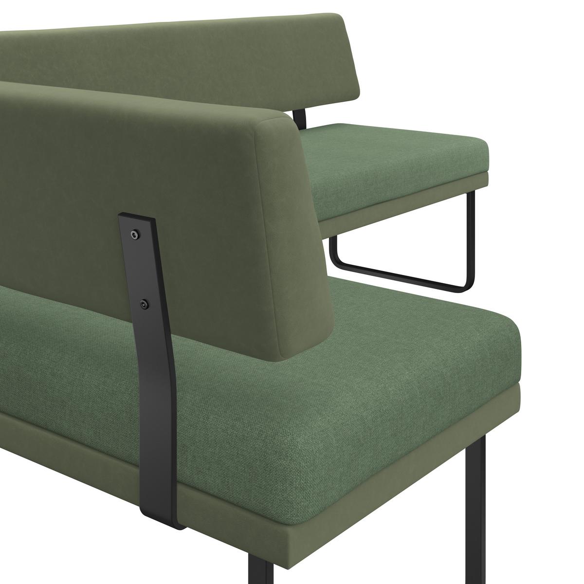 Eckbank Kian Webstoff Grün,  S:164x233 cm - Schwarz/Grün, Trend, Textil/Metall (164/233cm)