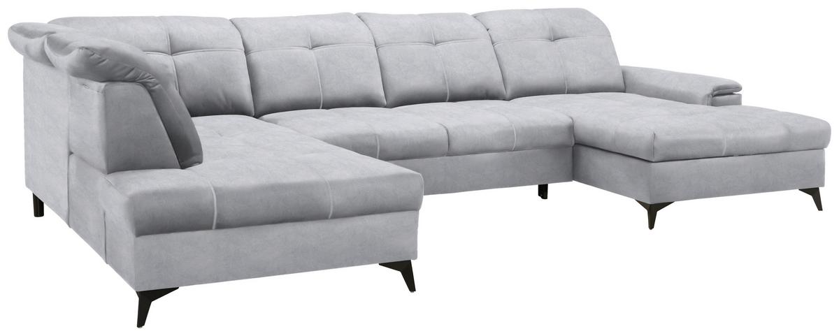 Sedacia súprava U SIERRA, ľavá, svetlosivá CLOUD - čierna/svetlosivá, Modern, kov/textil (230/364/181cm) - Mömax