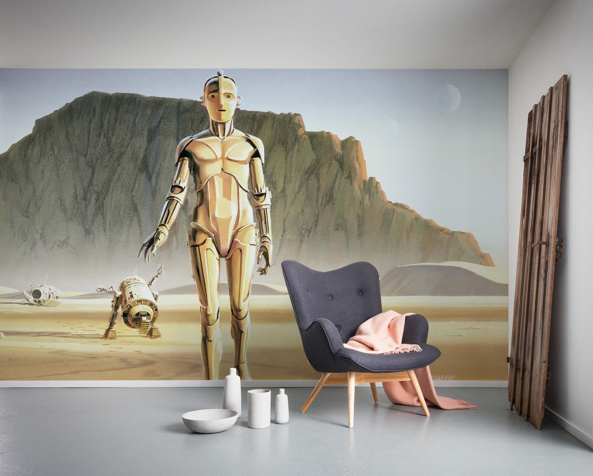 Fototapete Star Wars Droids - Gelb/Braun, Trend, Textil (500/250cm)