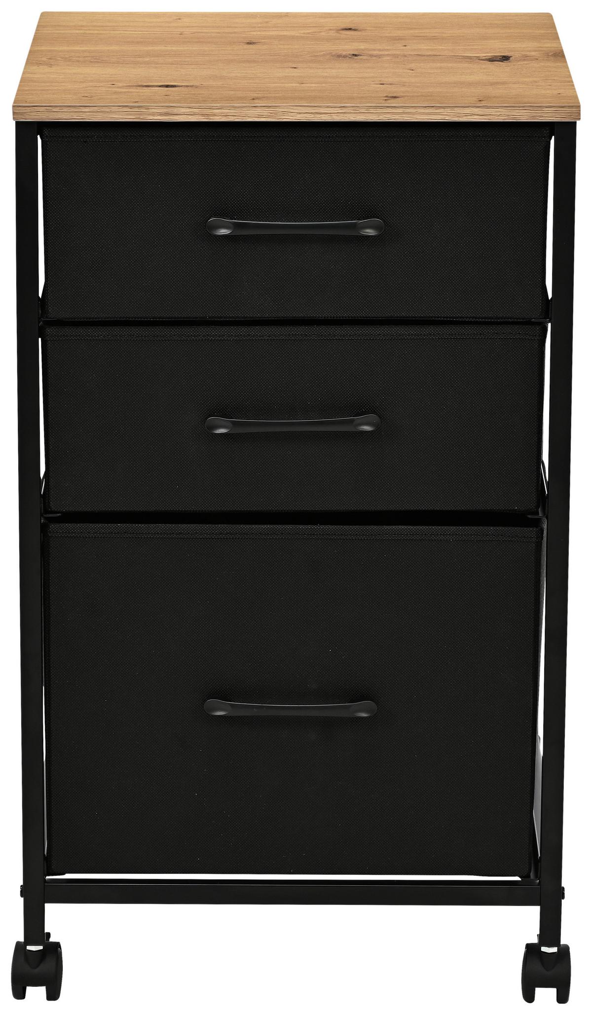 Rollcontainer Rolly Schwarz/Eiche Artisan B: 40 cm - Schwarz/Eiche Artisan, MODERN, Holzwerkstoff/Textil (40/68/40cm)