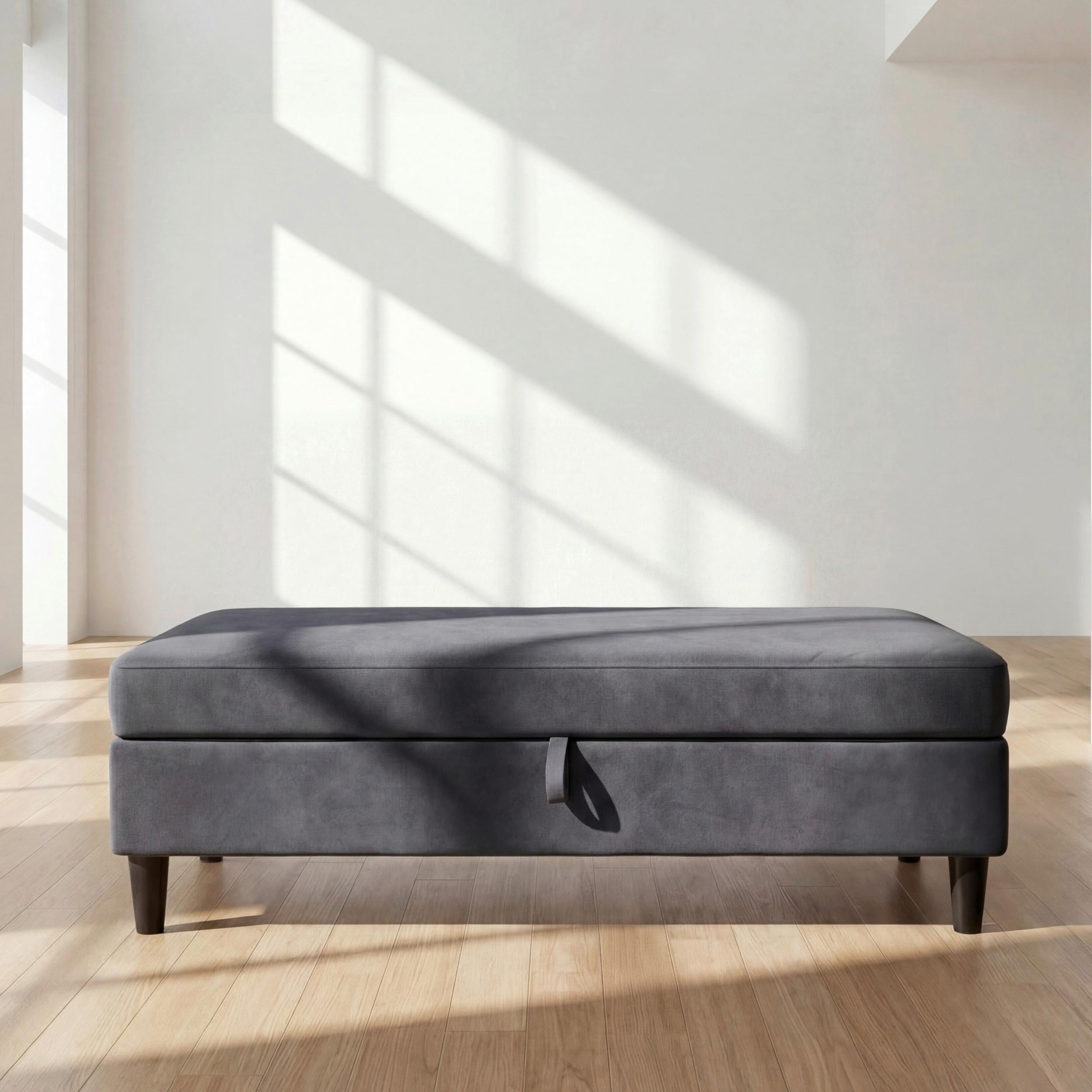 Hocker Hannover Anthrazit, mit Stauraum - Anthrazit/Schwarz, Basics, Textil (130/43/69cm) - Livetastic