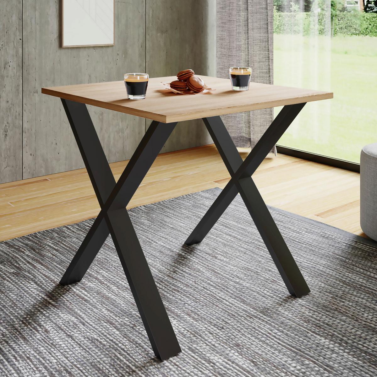 Esstisch Xona 80x50 Cm Schwarz/sonoma Eiche Dekor - Schwarz/Sonoma Eiche, Basics, Holzwerkstoff/Metall (80/50/76cm) - MID.YOU