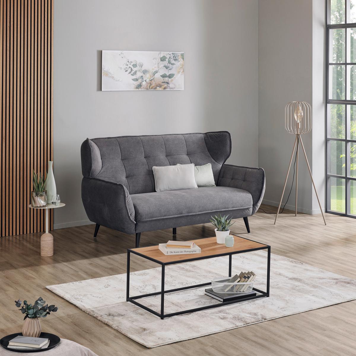 2-sitzer-sofa Prince Charcoal - Anthrazit/Schwarz, MODERN, Textil (191/105/98cm)