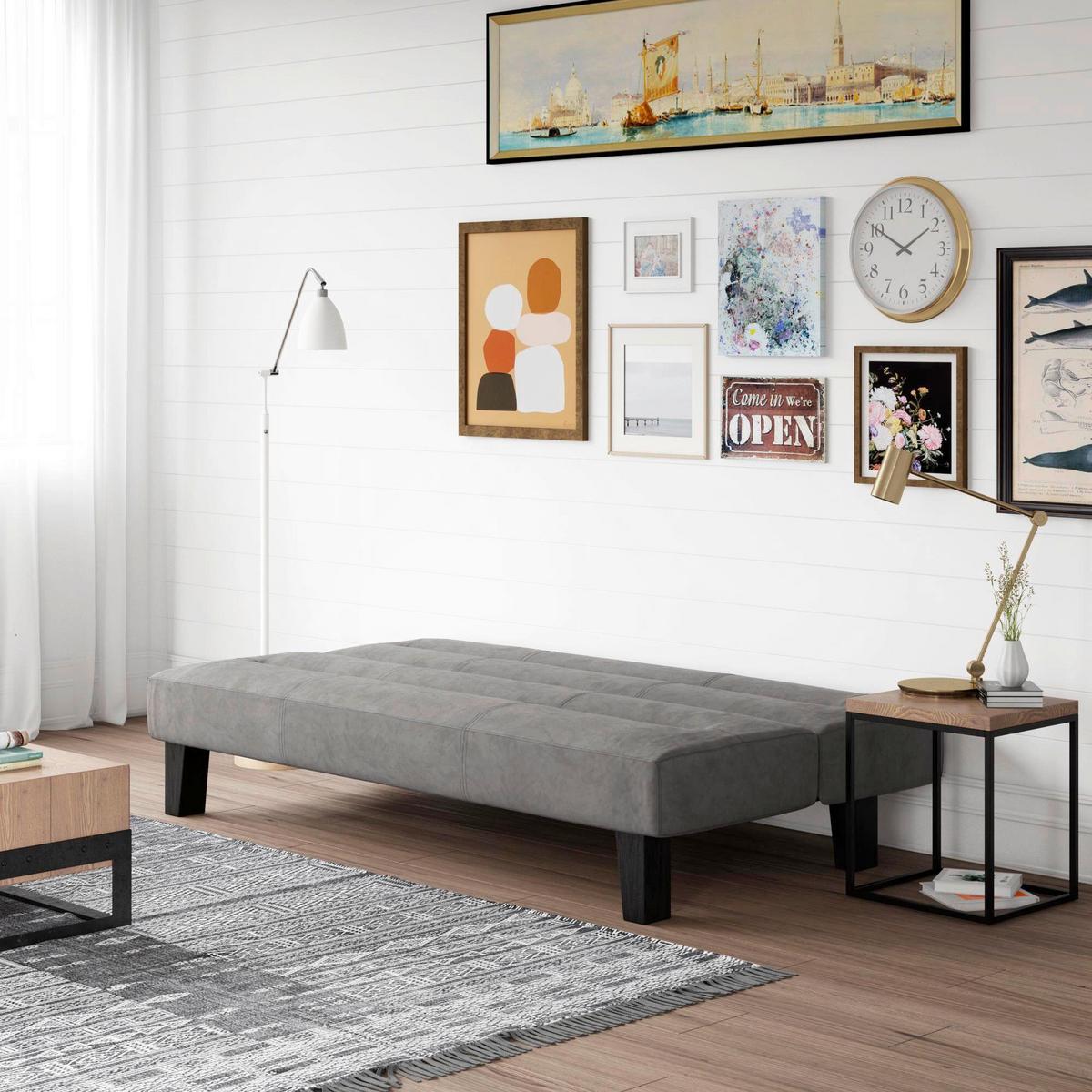 Schlafsofa Kebo, Anthrazit B: 175 Cm - Anthrazit/Schwarz, Design, Textil/Metall (175/73/81cm) - MID.YOU