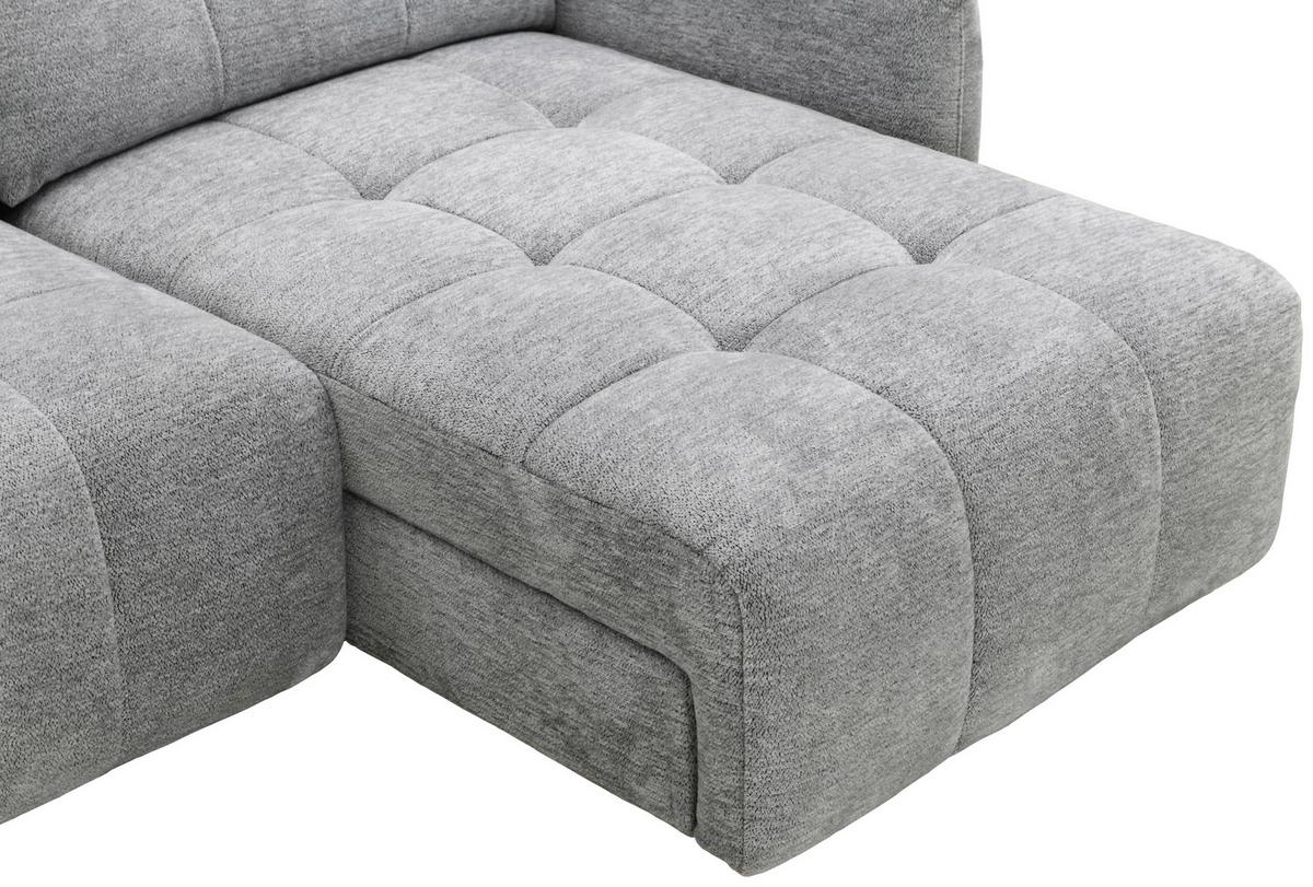 Elektrická sedačka LINA, obojstranná, sivá ženilka - čierna/sivá, Basics, kov/drevo (227/158cm)