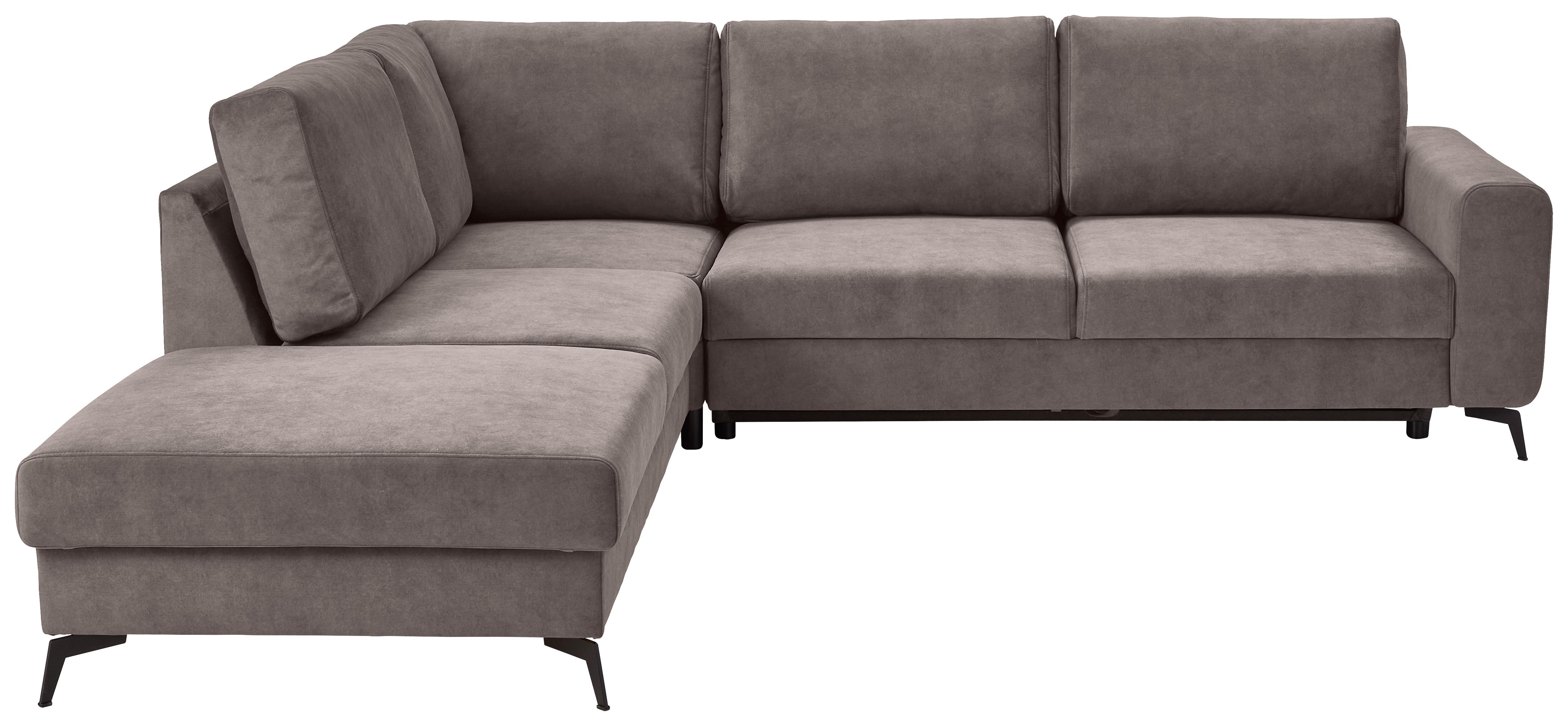 Ecksofa Mit Schlaffunktion Adesso Greige Chenille - Greige/Schwarz, KONVENTIONELL, Textil (257/275cm) - MID.YOU