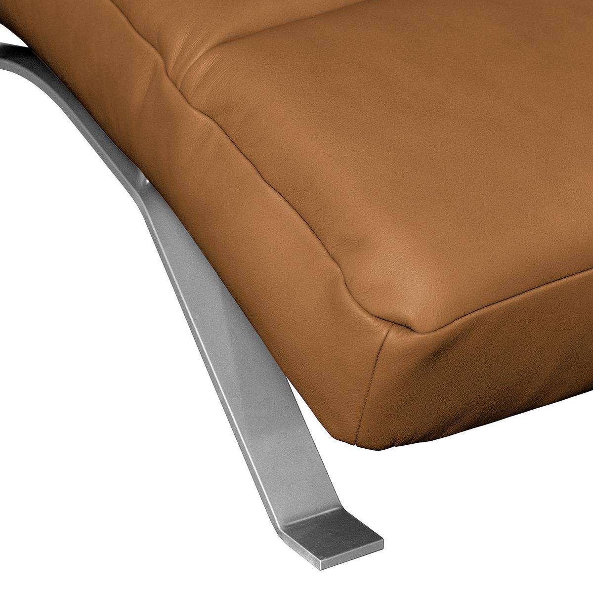 Relaxliege Swing Silver Cognac B: 65 cm - Cognac/Silberfarben, Design, Leder (65/65-95/171cm) - Livetastic