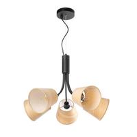 Kronleuchter 5067/5 - Eichefarben/Schwarz, KONVENTIONELL, Textil/Metall (55/150cm)