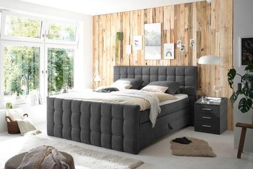Boxspringbett Mendoza 6 - Anthrazit/Schwarz, MODERN, Holzwerkstoff/Textil (180/200cm) - MID.YOU