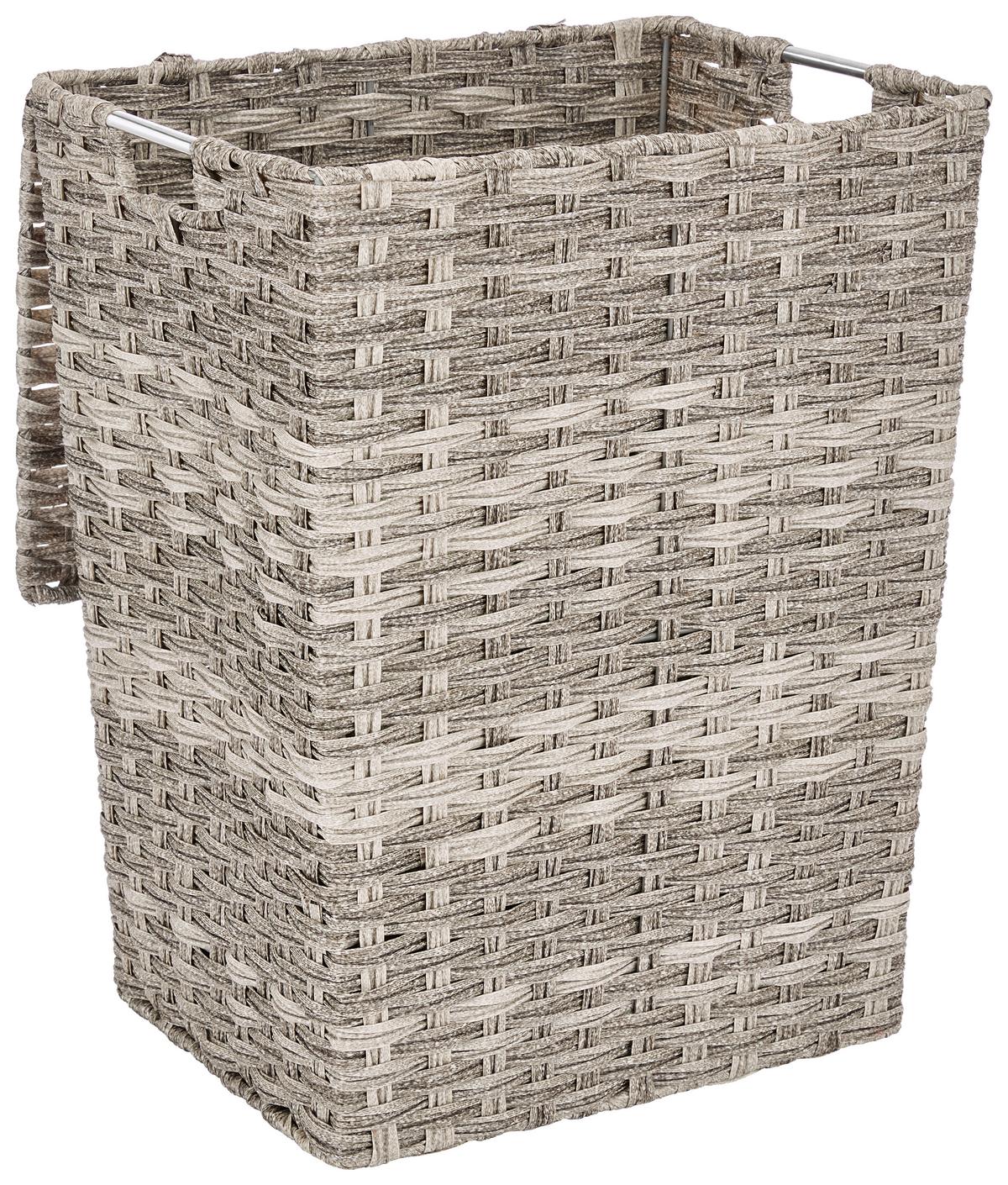 Wäschetonne Mit Deckel Jandra Grau/silber 40x52x30 Cm - Silberfarben/Grau, ROMANTIK / LANDHAUS, Kunststoff/Metall (40/52/30cm) - James Wood