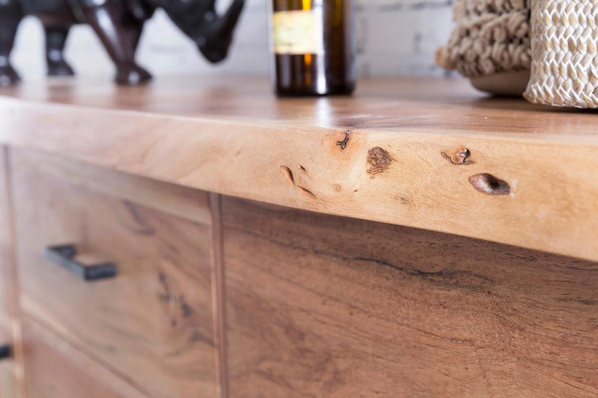 Sideboard Akazie Sheeshamfarben B: 148 Cm - Schwarz/Akaziefarben, Design, Holz (148/85/43cm) - MID.YOU