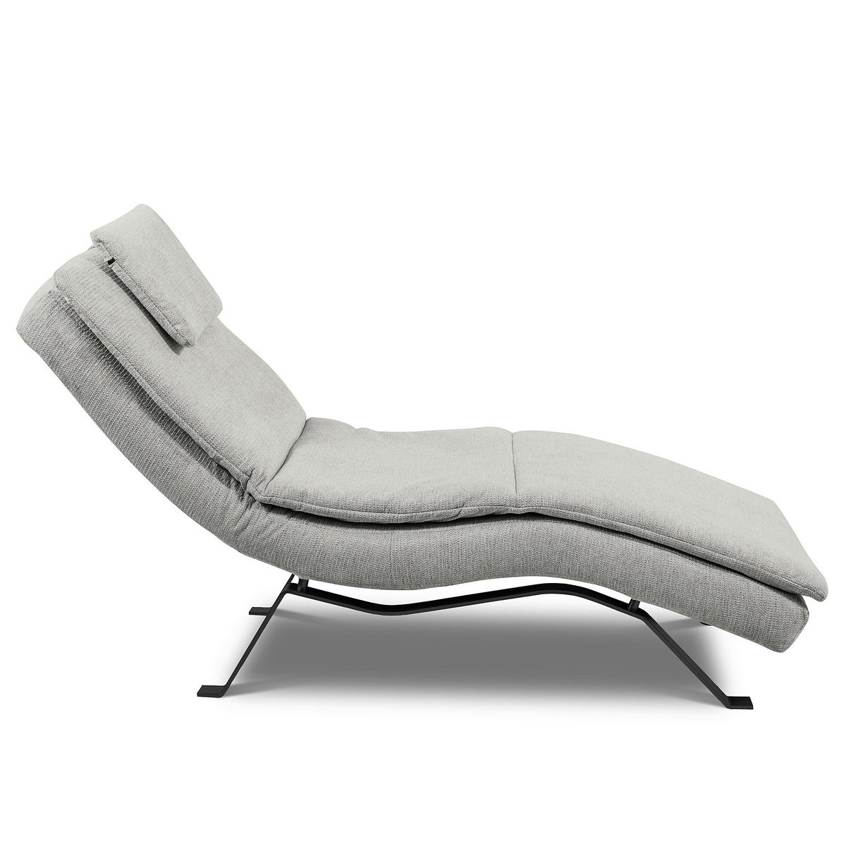 RELAXLIEGE Grau, B: 65 cm - Schwarz/Grau, Design, Leder (65/95/171cm) - Celina Home