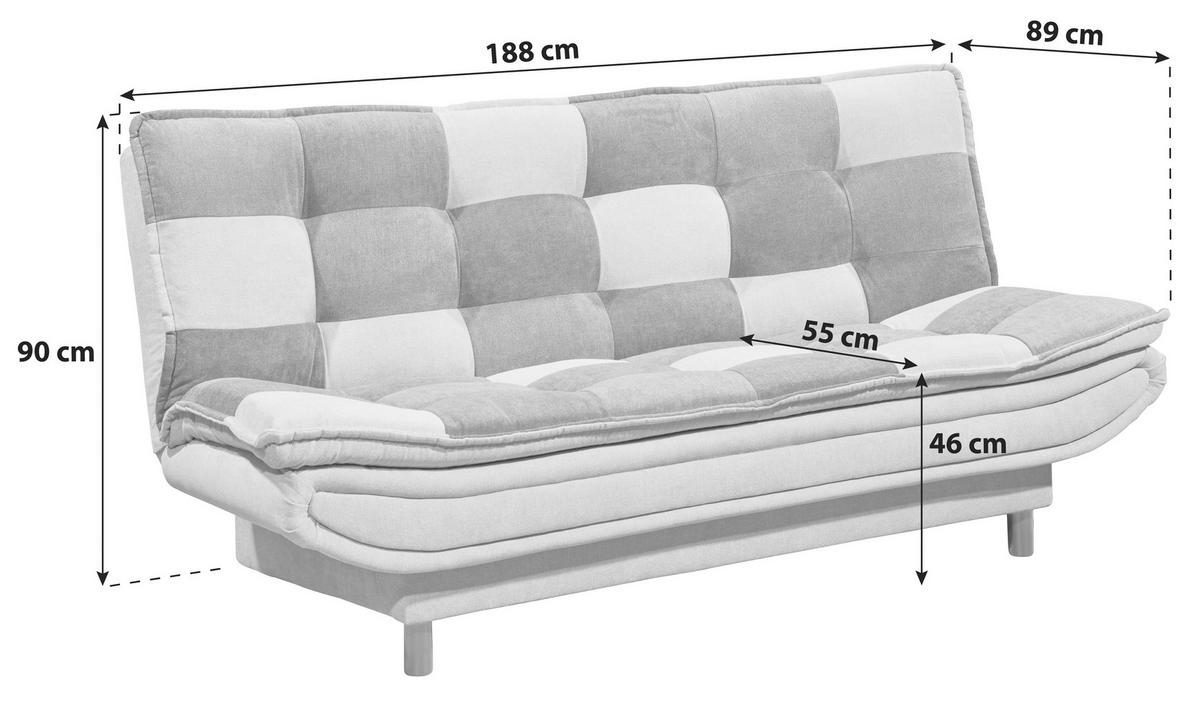 Schlafsofa Mit Bettkasten Patch, Mischgewebe - Türkis/Dunkelgrau, Basics, Holzwerkstoff/Textil (188/90/89cm) - MID.YOU