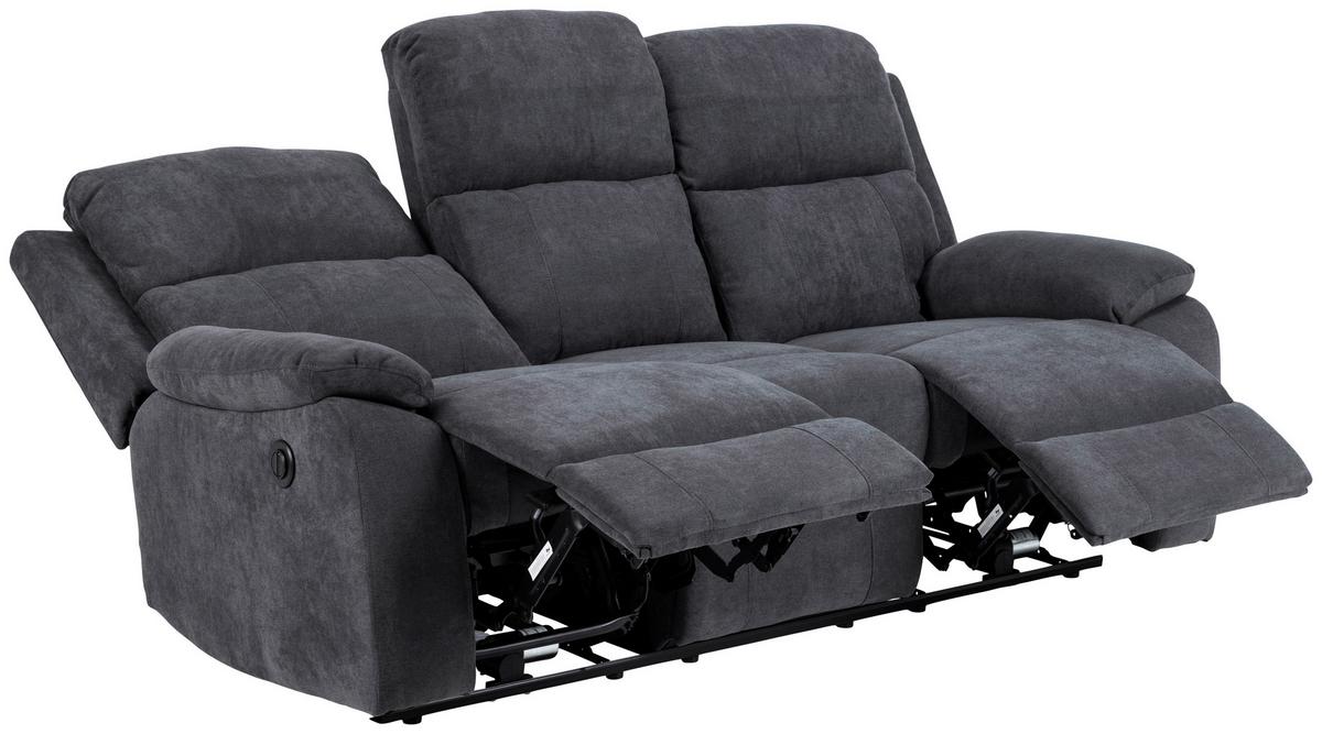 3-sitzer-sofa Mora Mit Relaxfunktion Dunkelgrau - Dunkelgrau/Schwarz, KONVENTIONELL, Textil (196,5/98/95cm) - MID.YOU