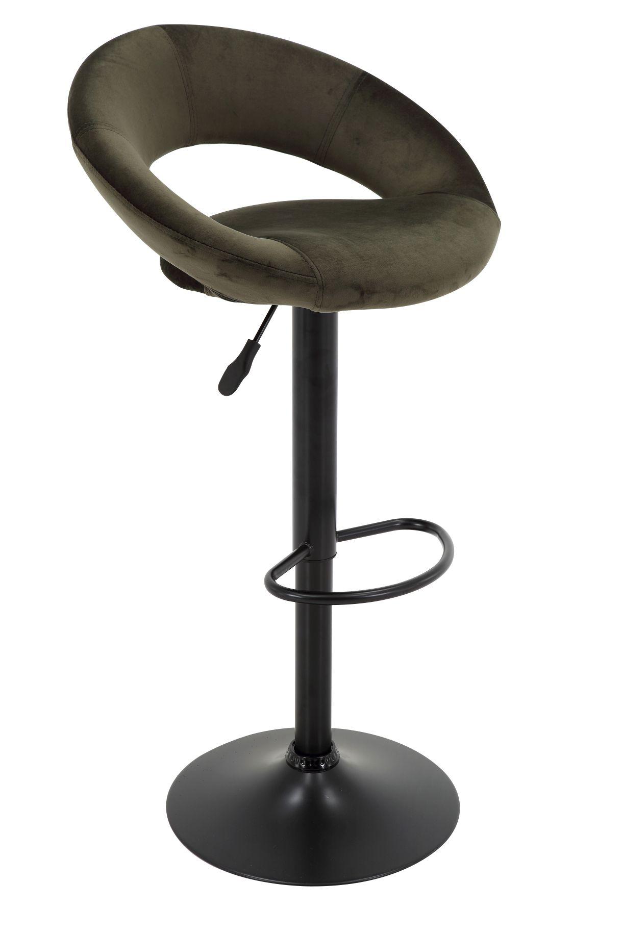 Barová Židle Walker - černá/olivově zelená, Moderní, kov/textil (56/82-103/50cm) - Modern Living