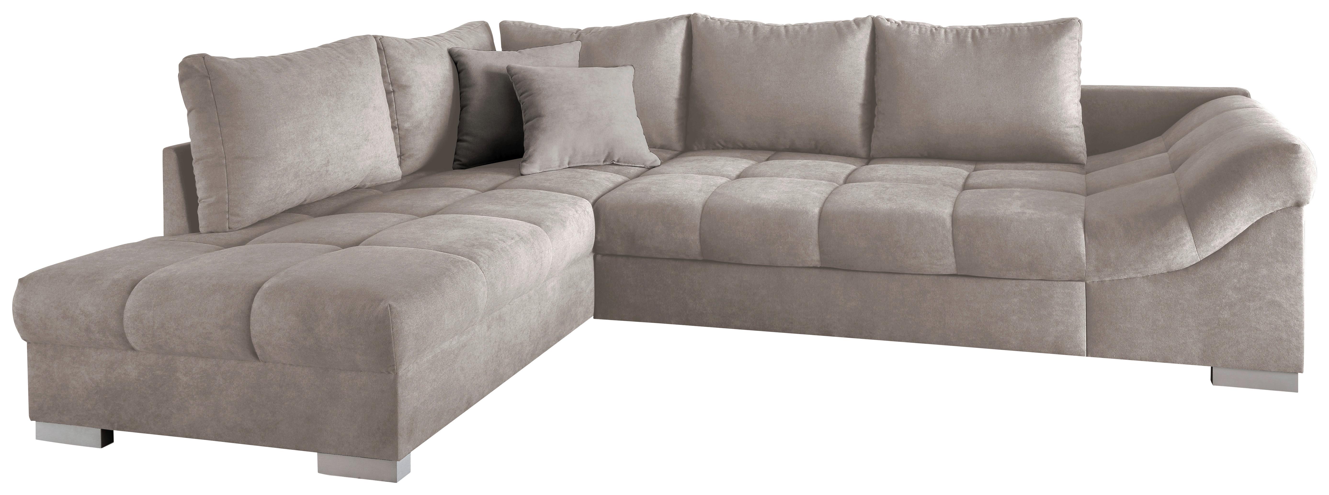 Eckschlafsofa Alvito Taupe S: 202/298 Cm - Taupe/Silberfarben, Design, Textil (202/298cm) - MID.YOU