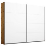 Schwebetürenschrank 226cm Belluno, Weiß/ Eiche Dekor - Eichefarben/Weiß, MODERN, Holzwerkstoff (226/230/62cm)