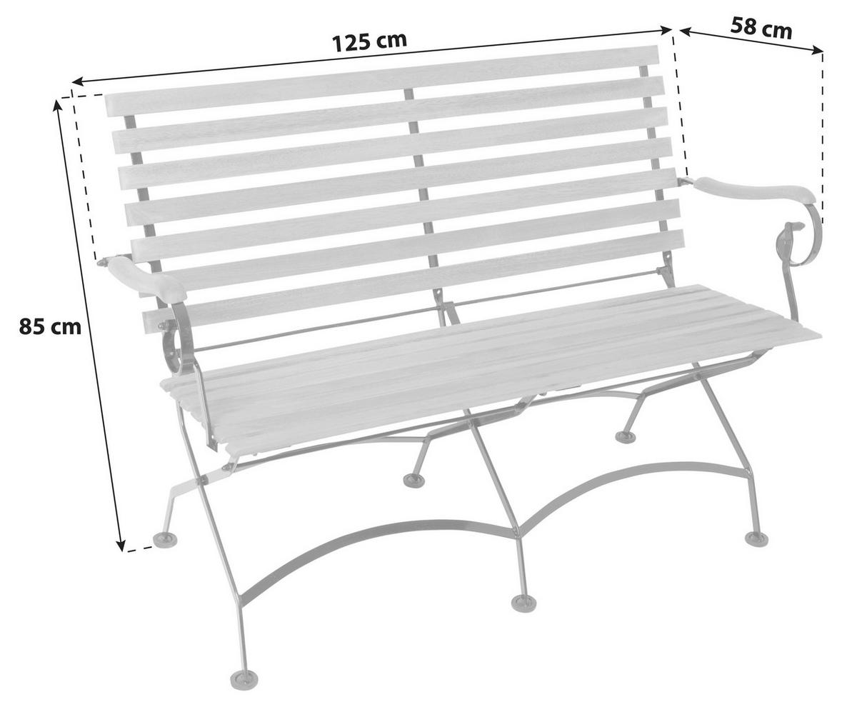 Gartengarnitur 4-tlg. Schlossgarten Echtholz Massiv - Schwarz/Naturfarben, ROMANTIK / LANDHAUS, Holz/Metall (140/75/90cm) - Gardenson