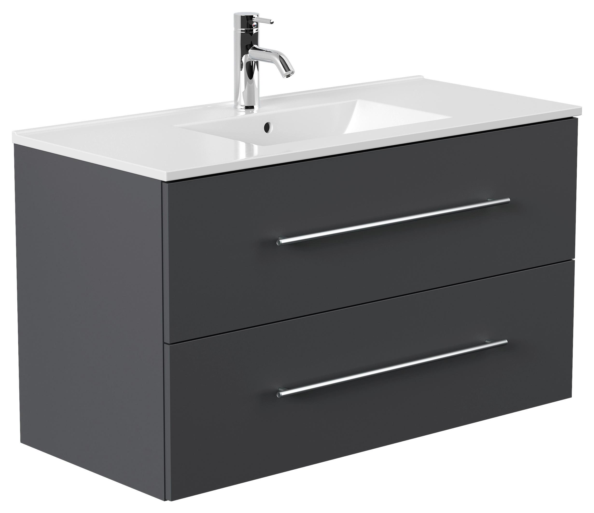 WASCHTISCHKOMBI Homeline, Graphitfarben B: 101cm - Graphitfarben/Weiß, Basics, Keramik/Holzwerkstoff (101cm) - MID.YOU