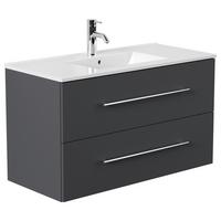 WASCHTISCHKOMBI Homeline, Graphitfarben B: 101cm - Graphitfarben/Weiß, Basics, Keramik/Holzwerkstoff (101cm) - MID.YOU