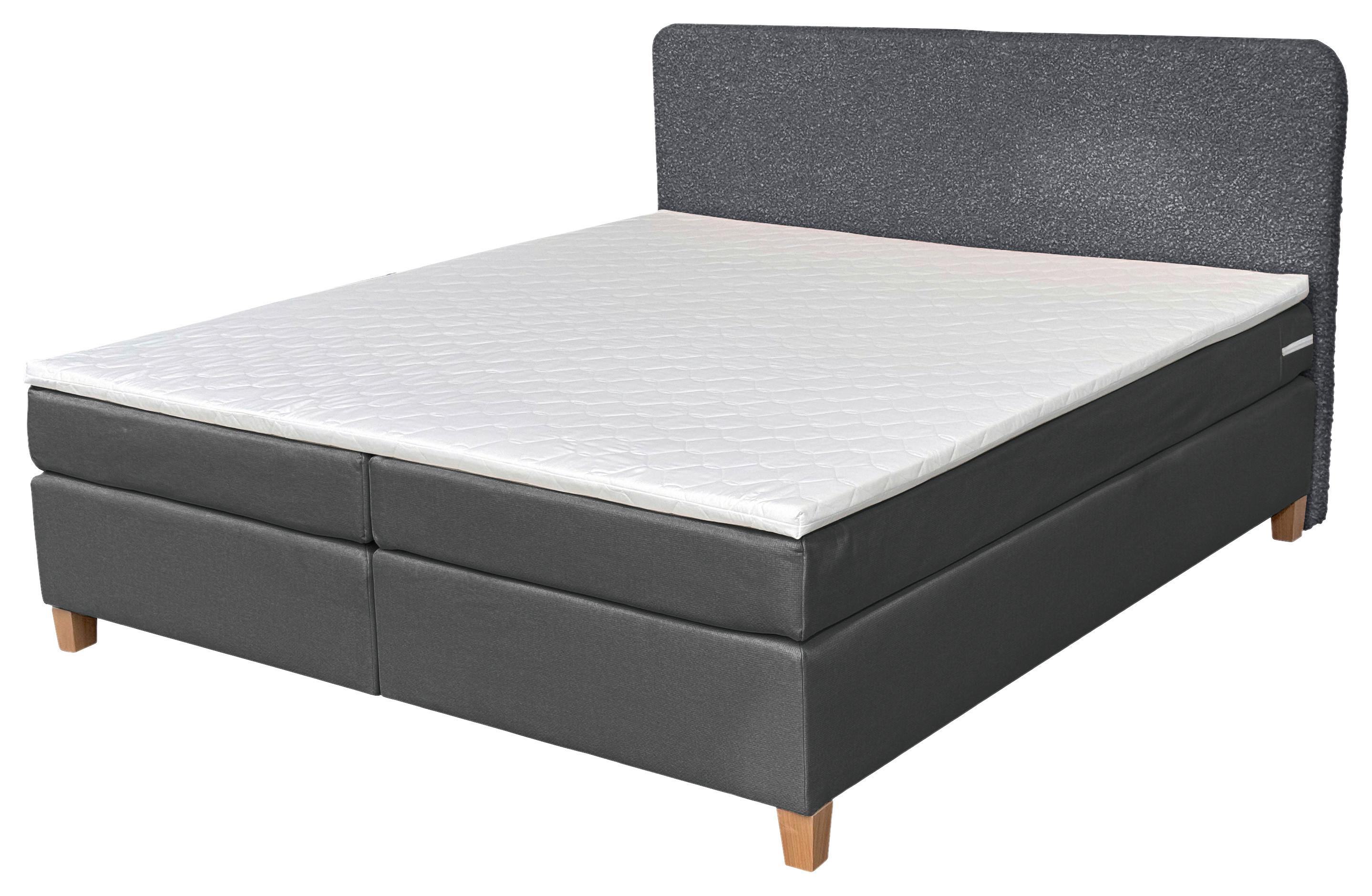 Boxbett Mit Topper Rolf Dunkelgrau 180x200 Cm - Dunkelgrau, Basics, Holzwerkstoff/Textil (180/200cm) - Livetastic