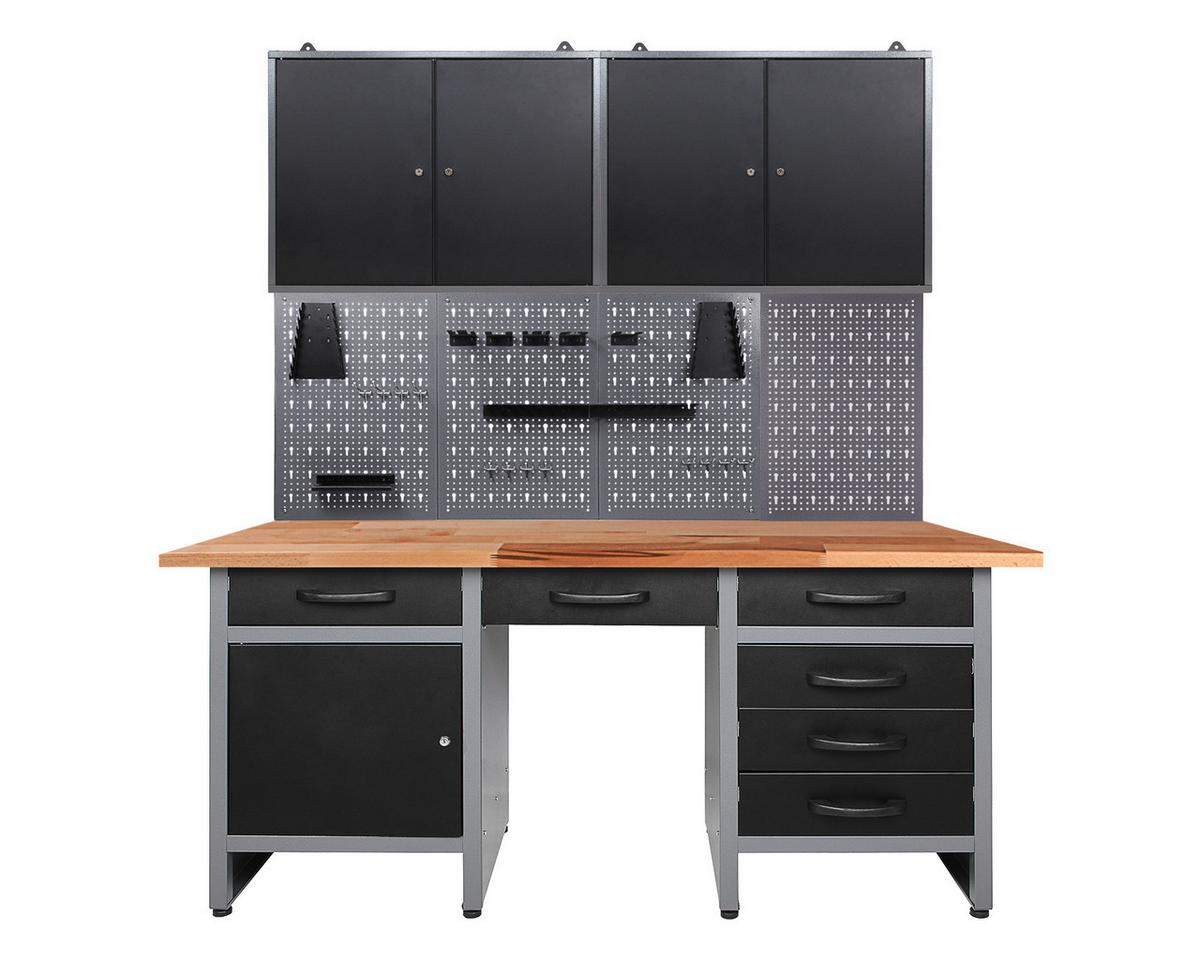 Werkbank-set Harry B: 160 Cm Anthrazit/grau - Anthrazit/Grau, Basics, Holz/Metall (160/205/60cm)