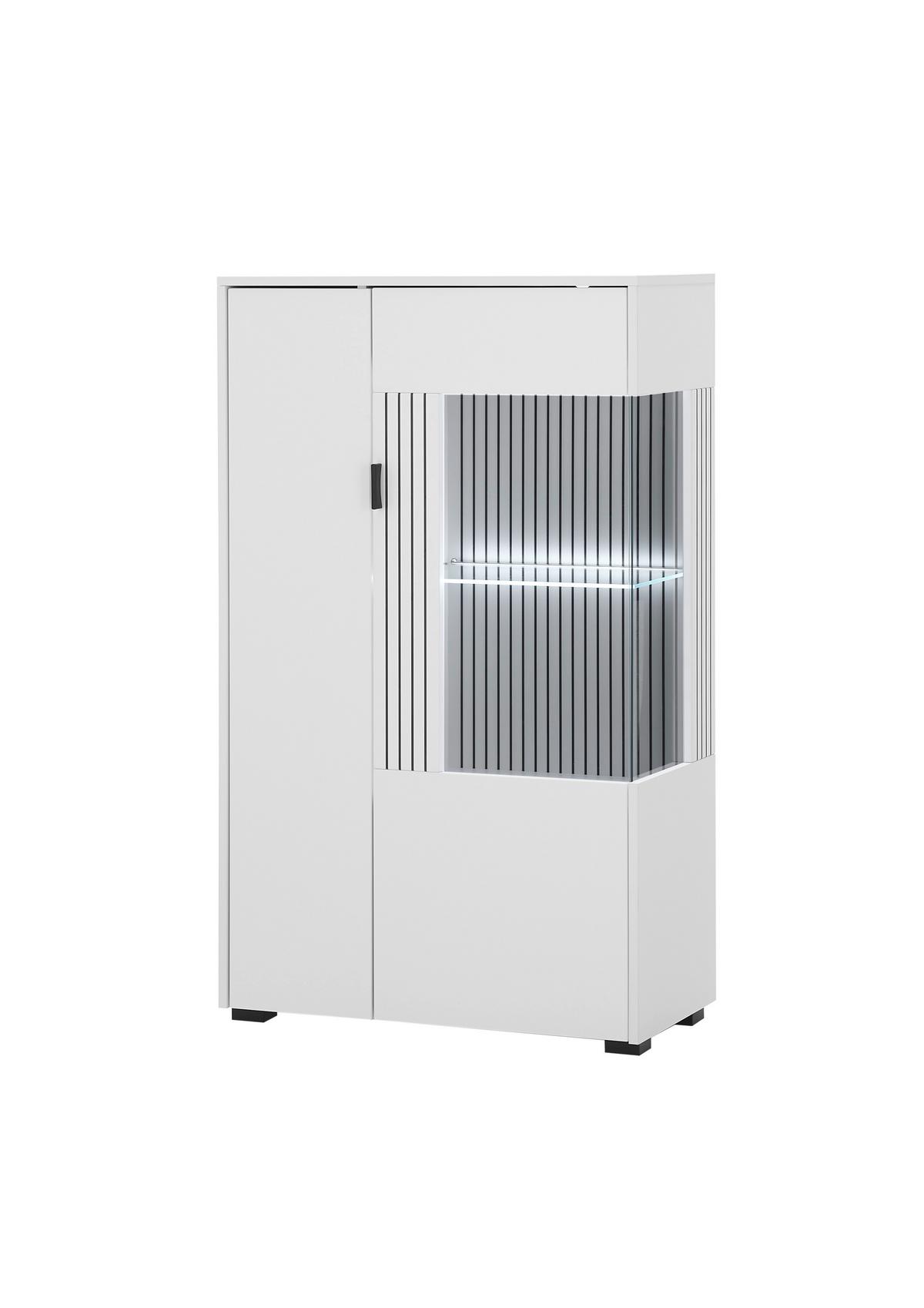 Vitrine Hudson Schwarz/Weiß B: 75 cm - Schwarz/Weiß, Design, Glas/Holzwerkstoff (75/125/38cm) - MID.YOU