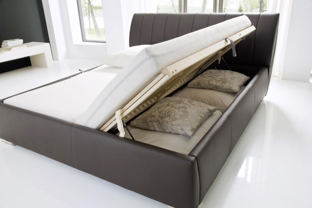 Polsterbett Mit Bettkasten + Lattenrost 180x200 Cm Bern - Chromfarben/Braun, Design, Holz/Textil (180/200cm) - Xora