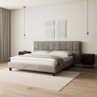 Manželská postel s čelem VALERIA 180x200, šedá - šedá/černá, Moderní, dřevo/kompozitní dřevo (180/200cm) - Bessagi Home