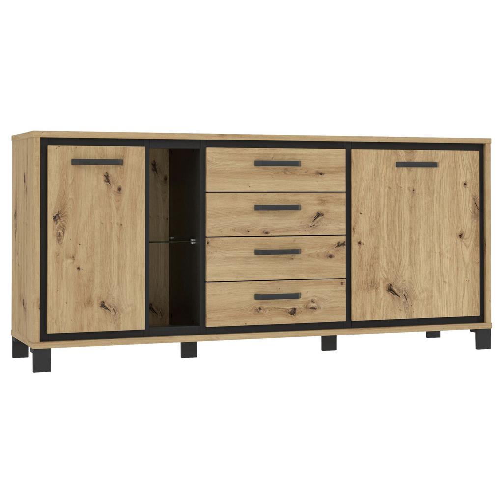 Sideboard mit Glaselement B: 177,4cm Trondheim, Eiche Dekor