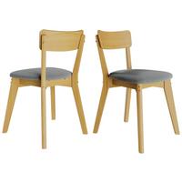 Stuhl-set Mahoe Naturfarben Echtholz Beine 2er-Set - Naturfarben/Grau, MODERN, Holz/Textil (51,5/80,5/49cm) - MID.YOU
