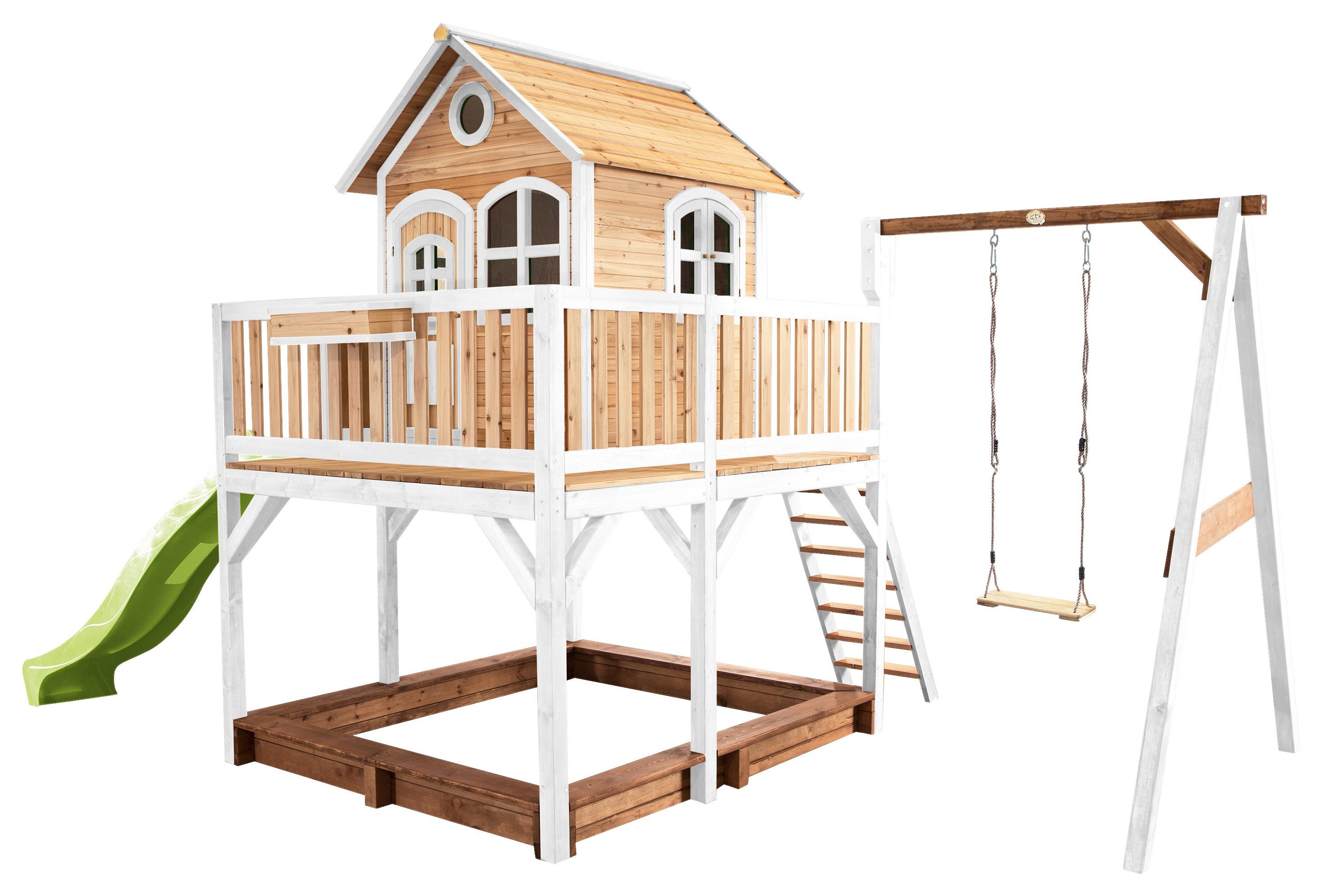 Spielturm A030.152.11 - Braun/Weiß, KONVENTIONELL, Holz/Kunststoff (541/291/277cm) - Ambia Garden